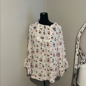 Matilda Jane Cream and Pink Bell Sleeve Blouse   B